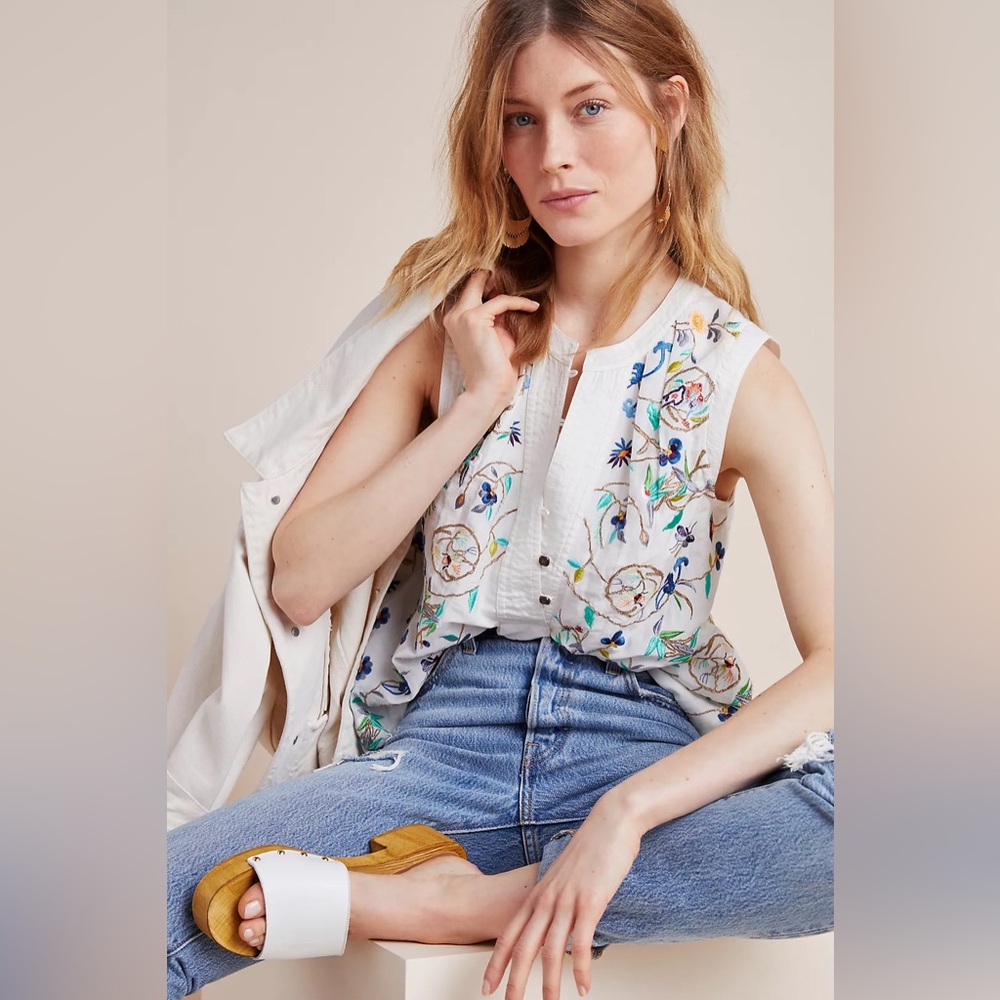 Anthropologie Isolde Embroidered Blouse